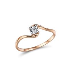 A 14KT TWO-TONE GOLD AND DIAMOND RING.