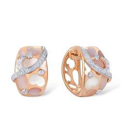 A 14KT ROSE GOLD AND PEARL & DIAMONDS EARRINGS.