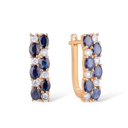 A 14KT ROSE GOLD AND SAPPHIRE & DIAMONDS EARRINGS.