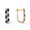 Image 3 : A 14KT ROSE GOLD AND SAPPHIRE & DIAMONDS EARRINGS.
