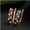 Image 4 : A 14KT ROSE GOLD AND SAPPHIRE & DIAMONDS EARRINGS.