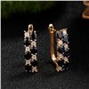 Image 6 : A 14KT ROSE GOLD AND SAPPHIRE & DIAMONDS EARRINGS.