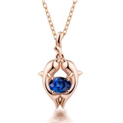 A 18KT ROSE GOLD AND SAPPHIRE PENDANT.