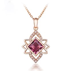 A 14KT ROSE GOLD AND TOURMALINE & DIAMONDS PENDANT.