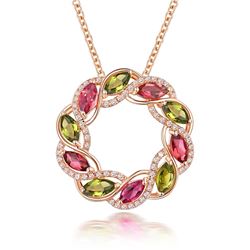 A 18KT ROSE GOLD AND TOURMALINE & DIAMONDS PENDANT.