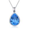 Image 1 : A 14KT WHITE GOLD AND TOPAZ & DIAMONDS PENDANT.