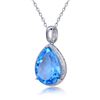 Image 2 : A 14KT WHITE GOLD AND TOPAZ & DIAMONDS PENDANT.