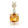 Image 1 : A 18KT YELLOW GOLD AND CITRINE & DIAMONDS PENDANT.