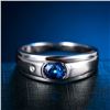 Image 2 : A 18KT WHITE GOLD AND SAPPHIRE & DIAMONDS MAN RING.