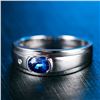 Image 3 : A 18KT WHITE GOLD AND SAPPHIRE & DIAMONDS MAN RING.