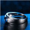 Image 4 : A 18KT WHITE GOLD AND SAPPHIRE & DIAMONDS MAN RING.