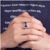 Image 6 : A 18KT WHITE GOLD AND SAPPHIRE & DIAMONDS MAN RING.