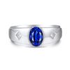 Image 2 : A 18KT WHITE GOLD AND SAPPHIRE & DIAMONDS MAN RING.