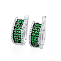 A STERLING SILVER AND CUBIC ZIRCONIA EARRINGS.