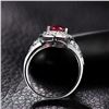 Image 5 : A 14KT WHITE GOLD AND RUBY & DIAMONDS RING.