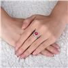 Image 6 : A 14KT WHITE GOLD AND RUBY & DIAMONDS RING.