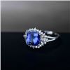 Image 3 : A 18KT WHITE GOLD AND TANZANITE & DIAMONDS RING.