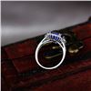 Image 4 : A 18KT WHITE GOLD AND TANZANITE & DIAMONDS RING.