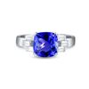 Image 2 : A 14KT WHITE GOLD AND TANZANITE & DIAMONDS RING.
