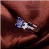 Image 4 : A 14KT WHITE GOLD AND TANZANITE & DIAMONDS RING.