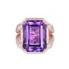 Image 2 : A 14KT ROSE GOLD AND AMETHYST & DIAMONDS RING.