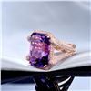 Image 3 : A 14KT ROSE GOLD AND AMETHYST & DIAMONDS RING.