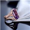 Image 4 : A 14KT ROSE GOLD AND AMETHYST & DIAMONDS RING.