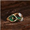 Image 4 : A 14KT YELLOW GOLD AND EMERALD & DIAMONDS RING.
