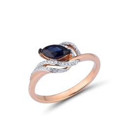A 14KT ROSE GOLD AND SAPPHIRE & DIAMONDS RING.