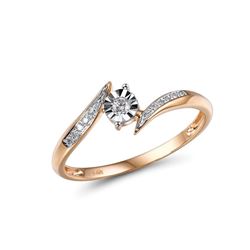 A 14KT TWO-TONE GOLD AND DIAMONDS RING.