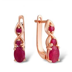 A 14KT ROSE GOLD AND RUBY & DIAMONDS EARRINGS.