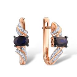 A 14KT ROSE GOLD AND SAPPHIRE & DIAMONDS EARRINGS.