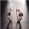 Image 6 : A 14KT ROSE GOLD AND SAPPHIRE & DIAMONDS EARRINGS.