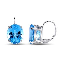 A 14KT WHITE GOLD AND TOPAZ EARRINGS.