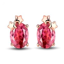 A 14KT ROSE GOLD AND TOURMALINE EARRINGS.