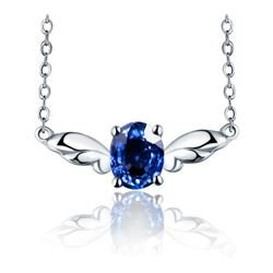 A 18KT WHITE GOLD AND SAPPHIRE NECKLACE.