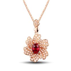 A 18KT ROSE GOLD AND TOURMALINE & DIAMONDS PENDANT.