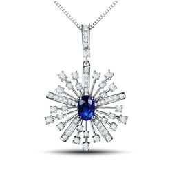 A 18KT WHITE GOLD AND SAPPHIRE & DIAMONDS PENDANT.