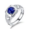 Image 1 : A 14KT WHITE GOLD AND SAPPHIRE & DIAMONDS MAN RING.