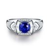 Image 2 : A 14KT WHITE GOLD AND SAPPHIRE & DIAMONDS MAN RING.