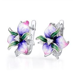A STERLING SILVER AND CUBIC ZIRCONIA EARRINGS.