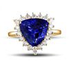Image 2 : A 14KT YELLOW GOLD AND TANZANITE & DIAMONDS RING.