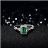 Image 3 : A 18KT WHITE GOLD AND EMERALD & DIAMONDS RING.