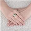 Image 5 : A 18KT WHITE GOLD AND EMERALD & DIAMONDS RING.