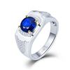Image 1 : A 18KT WHITE GOLD AND SAPPHIRE & DIAMONDS MAN RING.