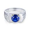 Image 2 : A 18KT WHITE GOLD AND SAPPHIRE & DIAMONDS MAN RING.