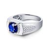 Image 3 : A 18KT WHITE GOLD AND SAPPHIRE & DIAMONDS MAN RING.