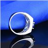 Image 4 : A 18KT WHITE GOLD AND SAPPHIRE & DIAMONDS MAN RING.