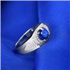 Image 5 : A 18KT WHITE GOLD AND SAPPHIRE & DIAMONDS MAN RING.
