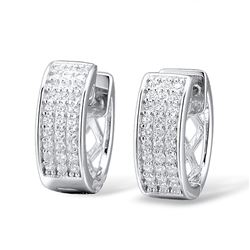 A STERLING SILVER AND CUBIC ZIRCONIA EARRINGS.